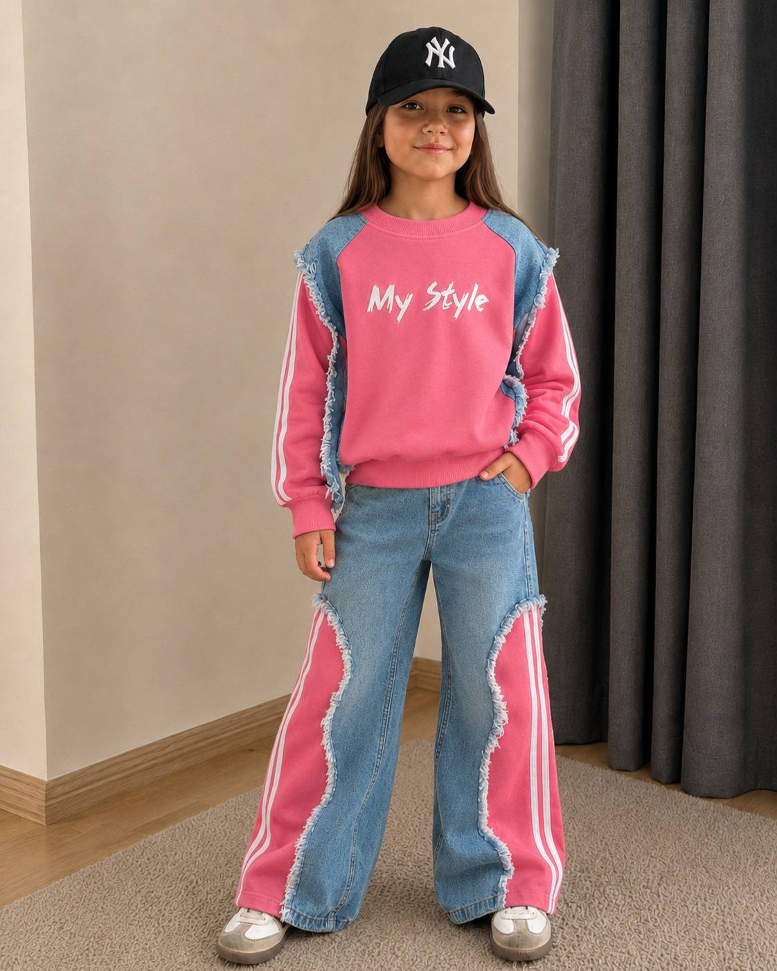 Pembe MY STYLE KOT GARNİLİ 2’Lİ KIZ TAKIM