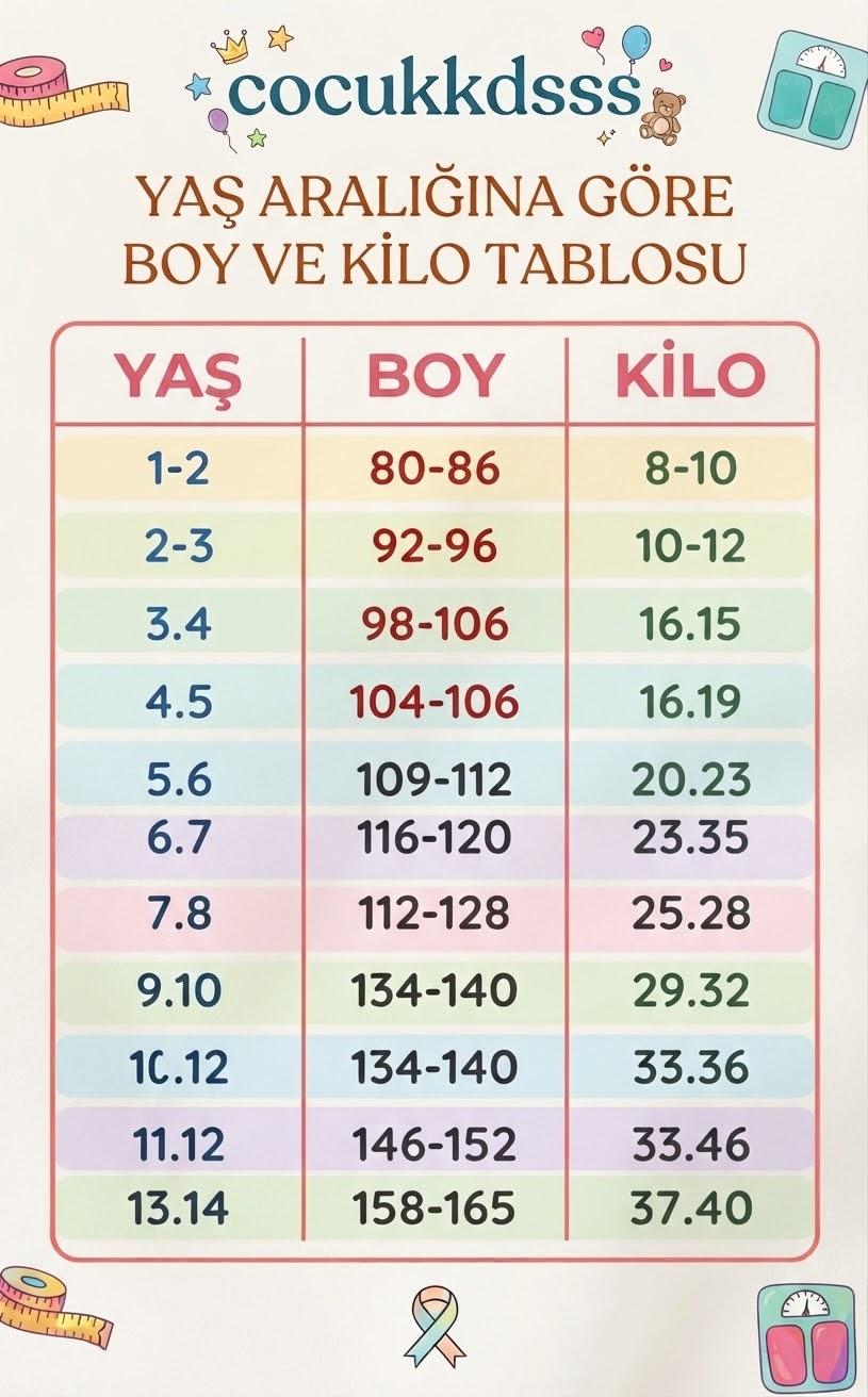 Beden boy kilo tablosu